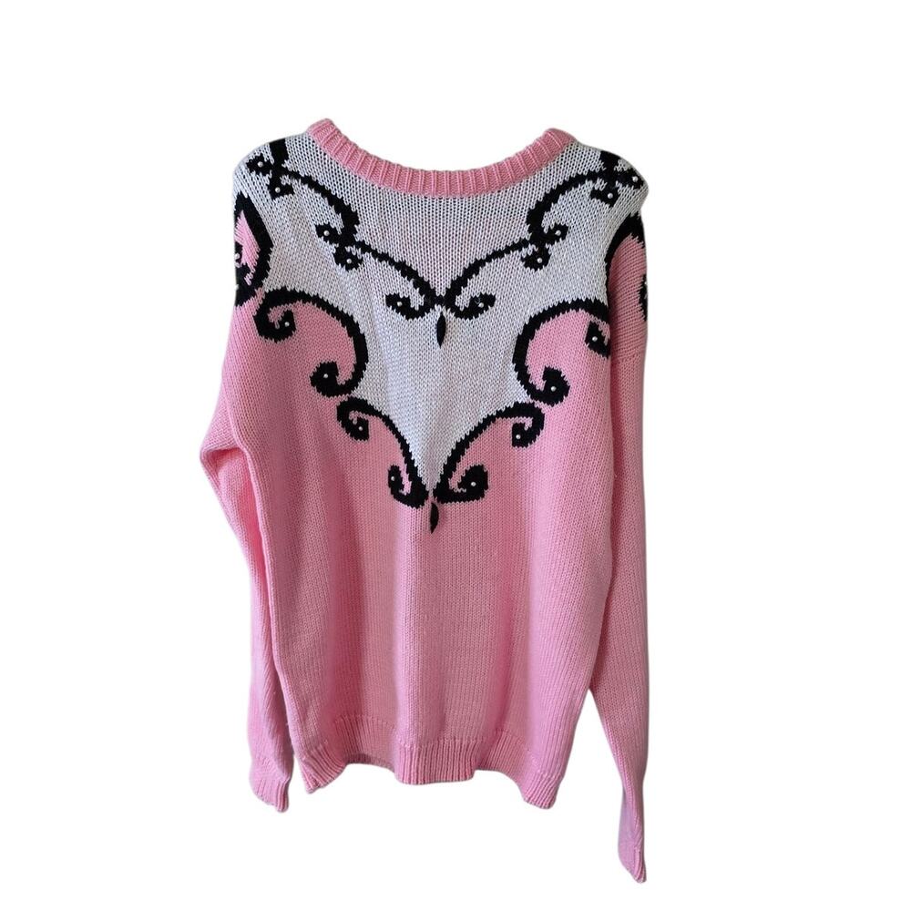 Vintage That's Me! Pulluver Sweater Pink Pearl Beaded Cardigan Size L